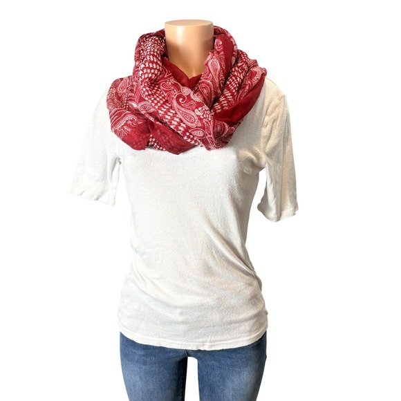 Charlotte Russe Accessories - Charlotte Russe Infinity Scarf Red Paisley And Houndstooth Dark Academia